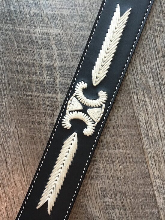 Vintage Celine White Stitch Embroidered Belt main image 4